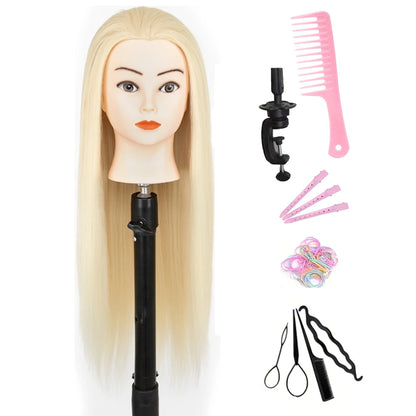 TÊTE À COIFFER ENFANT | Cheveux Synthétiques longs+ 11 Accessoires - Dès 4 ans