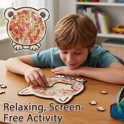 Cartoon Wooden Puzzle Toy Stress Relief Jigsaw Puzzle Animal Dog Cat Bear Theme For Home Decor Fun Educational Toys Gift