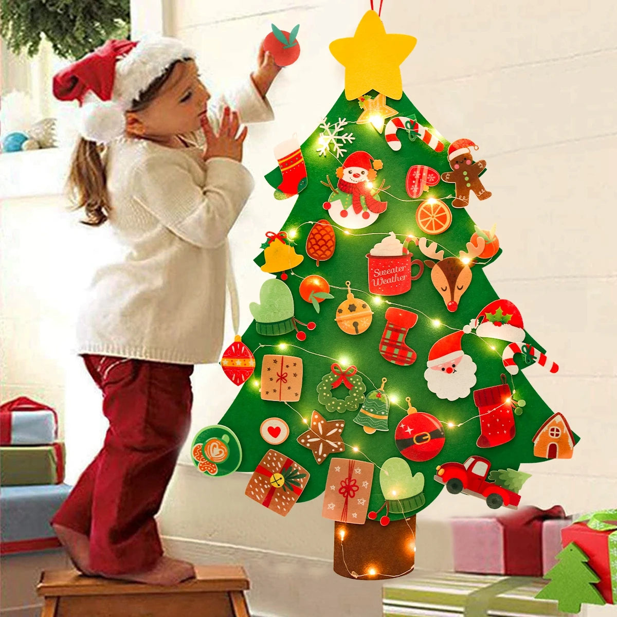 Arbre de Noël en feutrine pour bricolage enfant et décoration de noël pour la maison🎄
