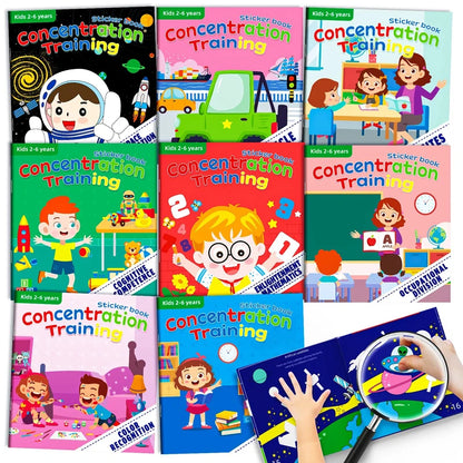 Montessori Toys Cartoon Sticker Books Focus on Potential Development Education Sticker Toys for Children 3-6Y