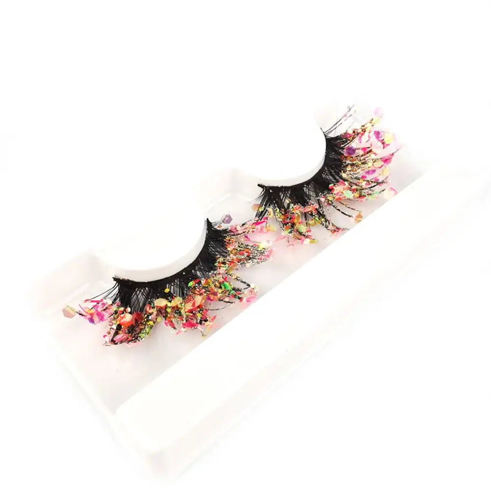 NEW 1 Pair 25mm 3D Luminous Mink Eyelashes Fluffy Dramatic Lashes Messy Long False Eyelashes Makeup Sequins Eye Lashes