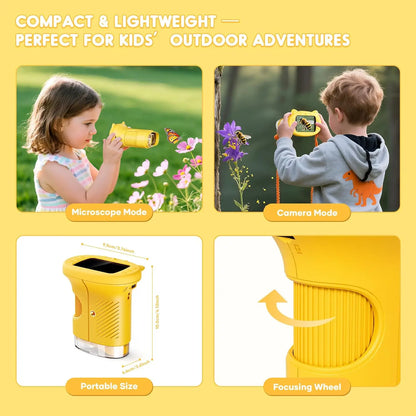 Handheld Kids Microscope Science Education Toy  2.4-Inch Screen 1000x Pocket Microscope Christmas Birthday Gift for Boys & Girls