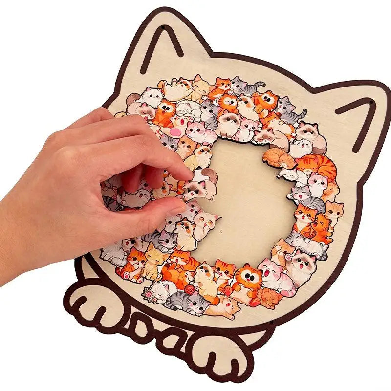 Cartoon Wooden Puzzle Toy Stress Relief Jigsaw Puzzle Animal Dog Cat Bear Theme For Home Decor Fun Educational Toys Gift