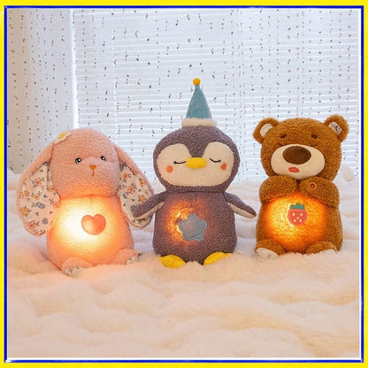 Breathing Soothing Plush Toy Glowing Light Soft Cute Stuffed Bear Bunny Plush Doll For Nap Nighttime Bedside Relaxation