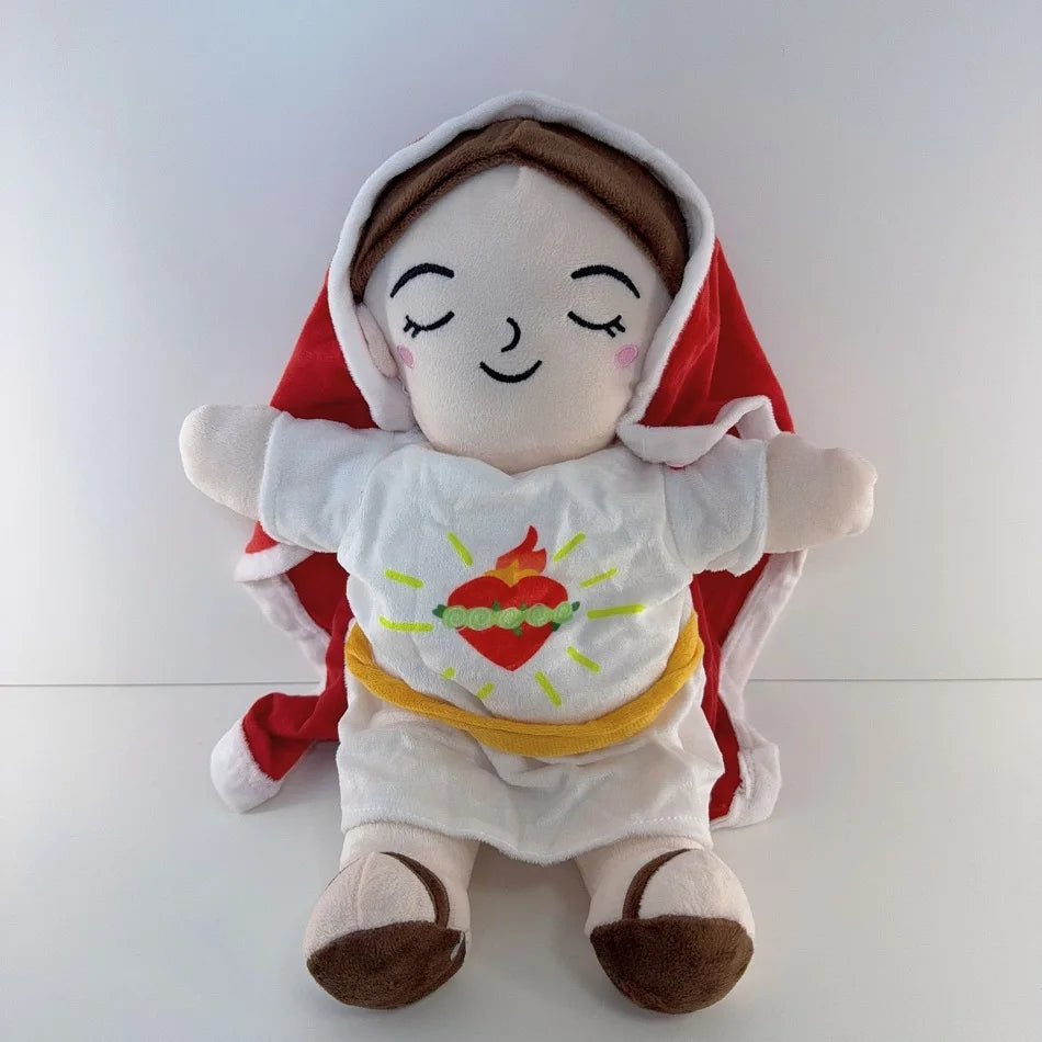 Maria Children Music Soothing Breathing Doll Jesus Plush Toys Sleep Companion Toy Sound and Light Dolls Christmas Birthday Gift