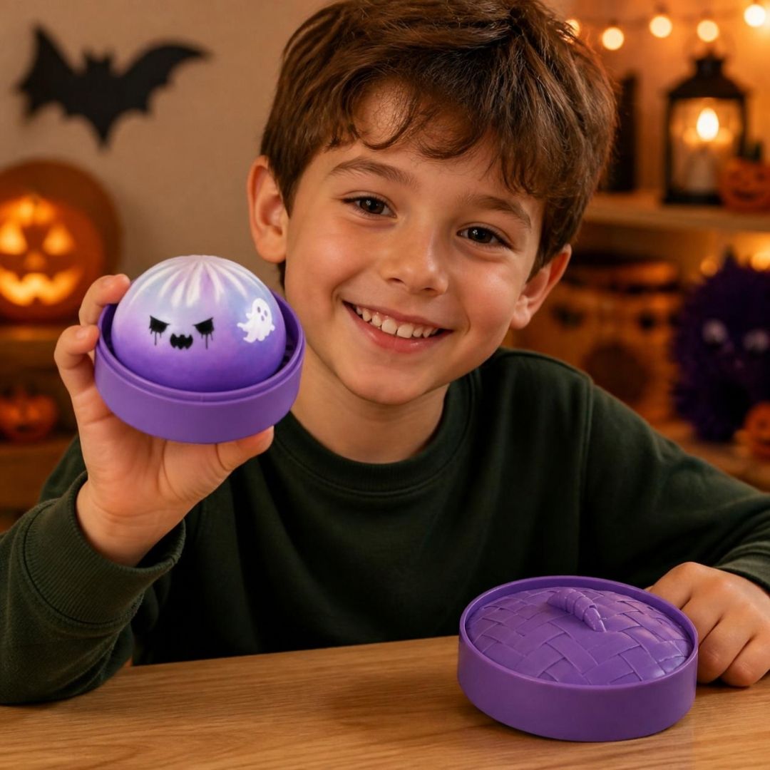 squishy  Halloween Dumpling moelleux  fanôme dans la citrouille violette