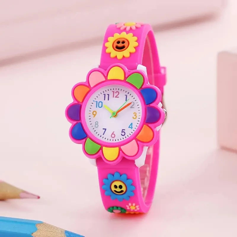 Montre enfant fille| Analogique en sillicone pour apprendre la lecture de l'heure avec 2 aiguilles