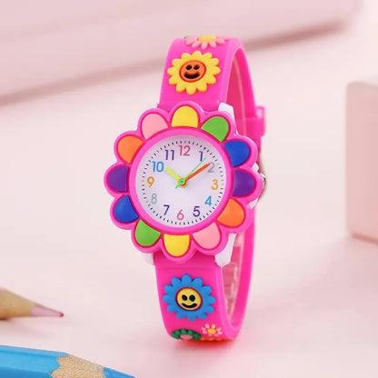 Montre enfant fille| Analogique en sillicone pour apprendre la lecture de l'heure avec 2 aiguilles