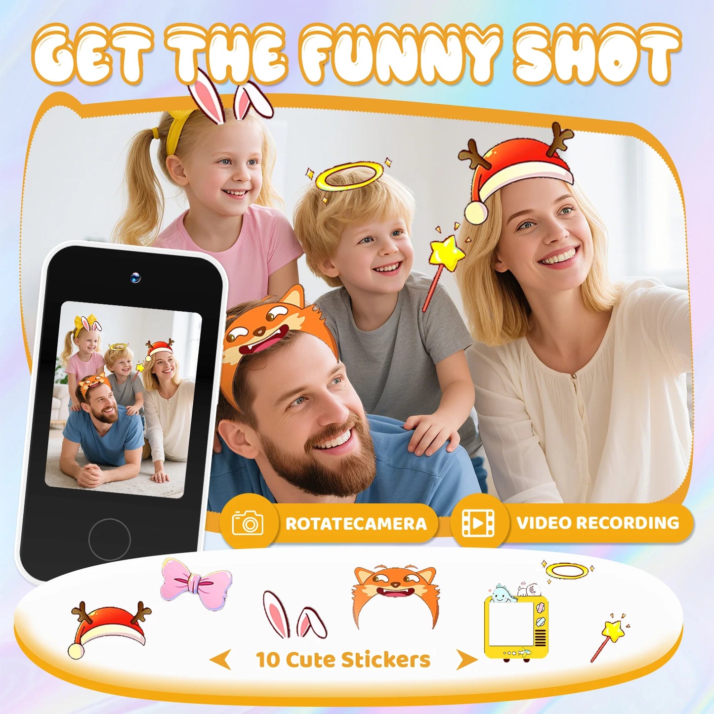 SMARTPHONE ENFANT|Jouet Éducatif sécuritaire sans Internet- Selfie-Phone™
