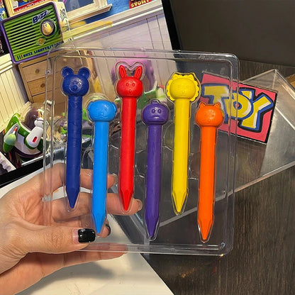 6/12 Color Plastic Crayons-Children's Non-Dirty-Hand, Suitable for Kindergarten Drawing, Graffiti Art & School Supplies