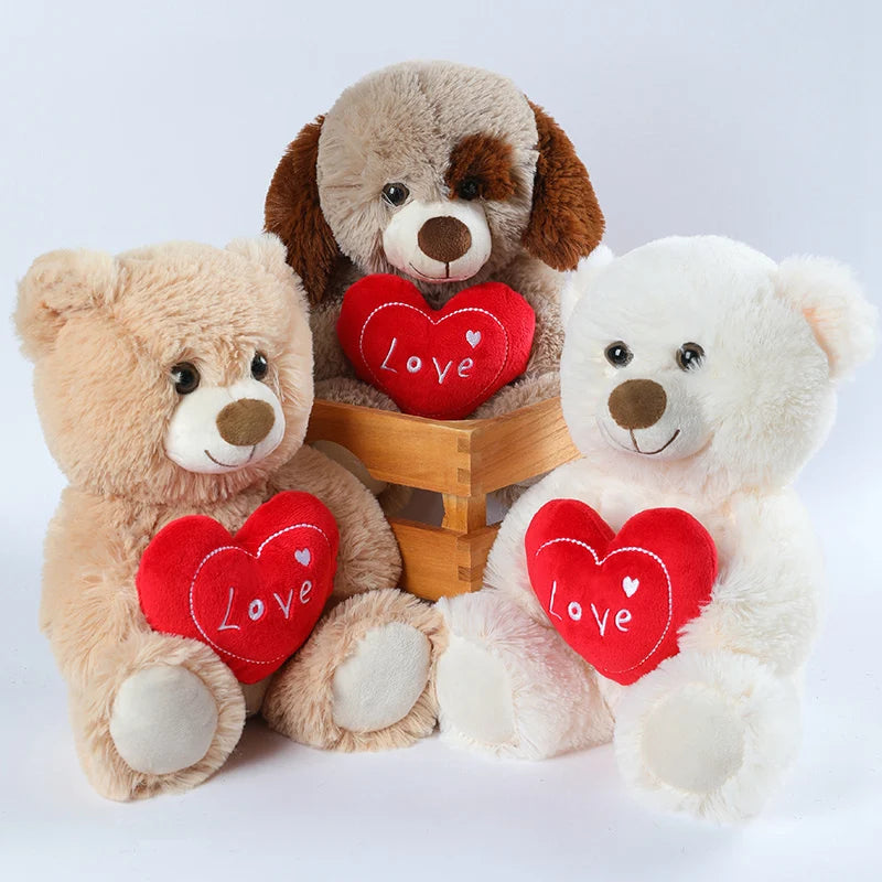 3 peluche avec cœur amour en cadeaux st-valentin