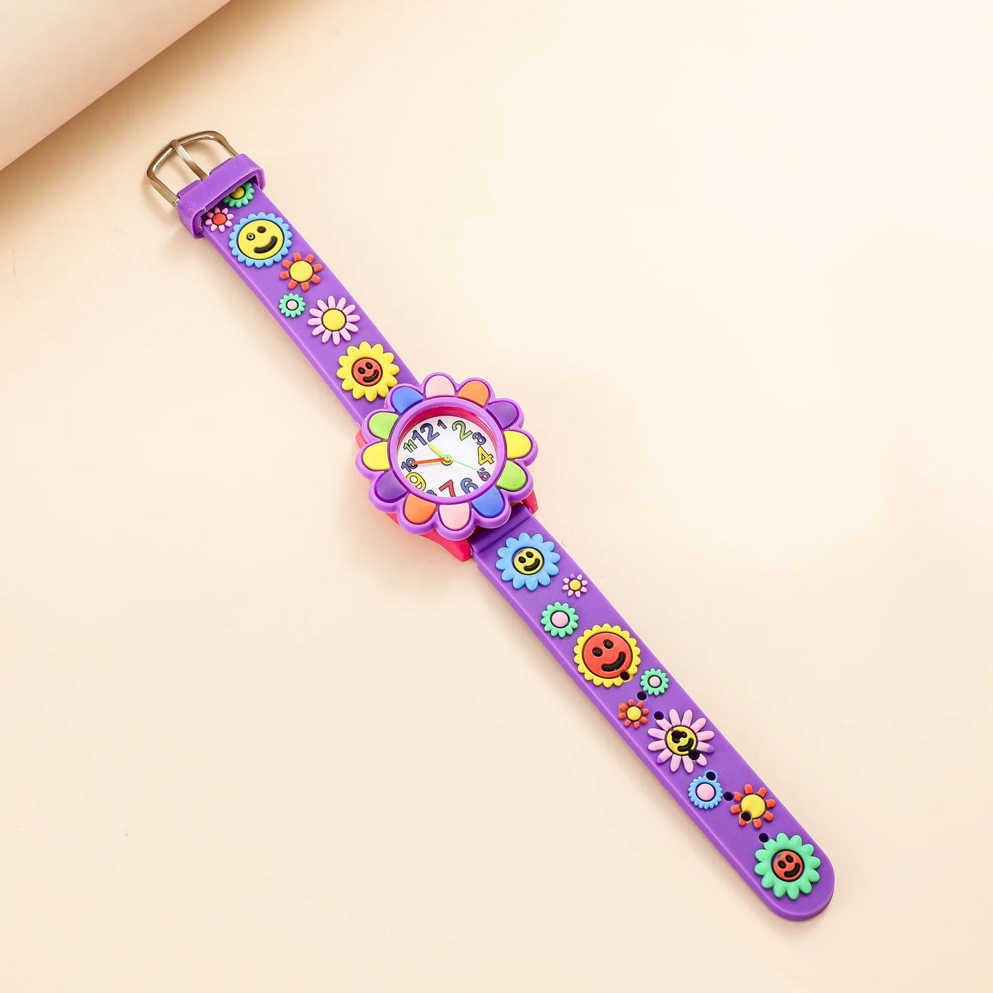 Montre enfant fille| Analogique en sillicone pour apprendre la lecture de l'heure avec 2 aiguilles