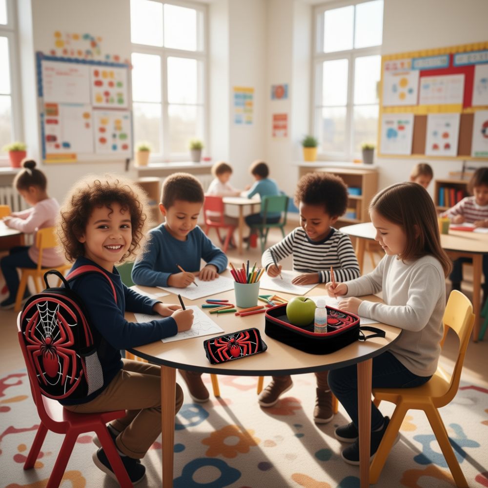  Sac à dos maternelle garçon araignée rouge 3 morceaux