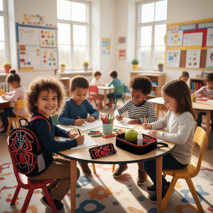  Sac à dos maternelle garçon araignée rouge 3 morceaux