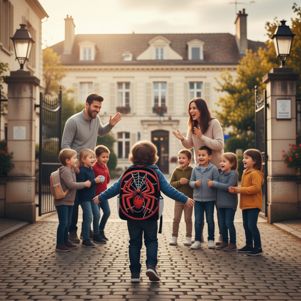  Sac à dos maternelle garçon araignée rouge fier de ton cartable et de tes nouveaux amis