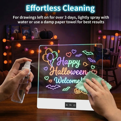 11-Color Rechargeable LED Doodle Glow Board,6 Brightness Levels,Dry-Erase Drawing Pad Gift with Built-in Stand for Kids-7Markers