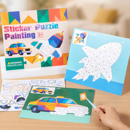 8 Patterns Puzzle Stickers Crafts for Kids Sticker Painting Gift Party Favor Creations Animal Vechile Art Play for Kids' Creativ