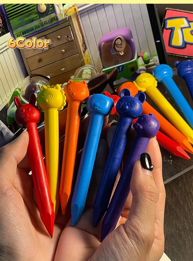 6/12 Color Plastic Crayons-Children's Non-Dirty-Hand, Suitable for Kindergarten Drawing, Graffiti Art & School Supplies