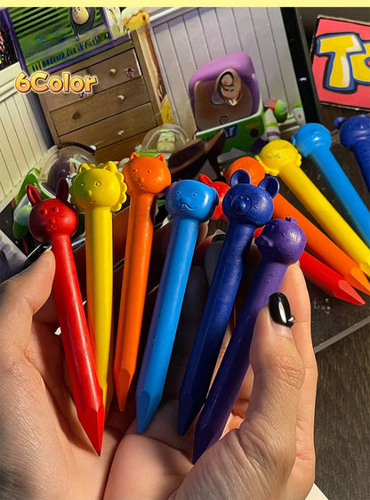 6/12 Color Plastic Crayons-Children's Non-Dirty-Hand, Suitable for Kindergarten Drawing, Graffiti Art & School Supplies