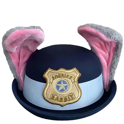Kids Buuny Officer Fancy Dress Puff Sleeve Blue Tutu Gown Complete Accessories Girls Rabbit Halloween Role Play Costume