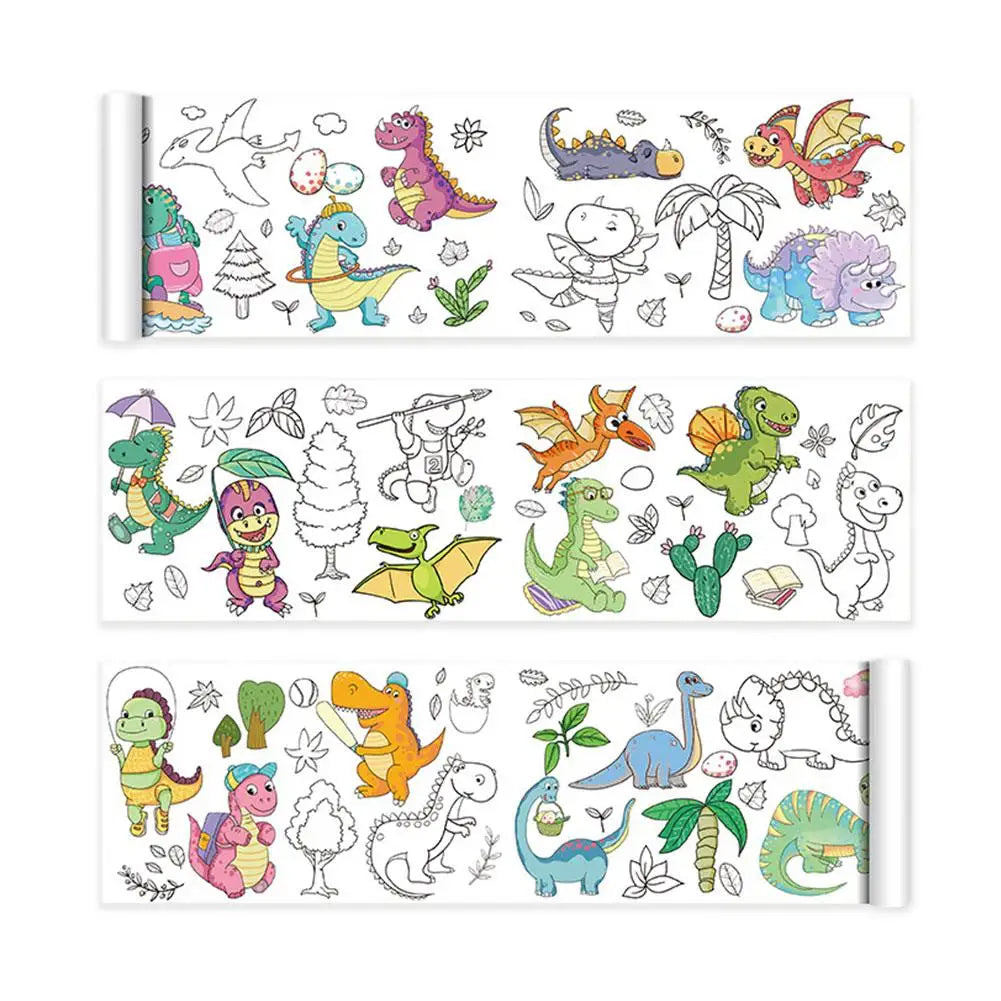Children's Drawing Roll Sticky Color Filling Paper Graffiti Scroll Coloring Paper Roll For Kids DIY Painting Educational Toys