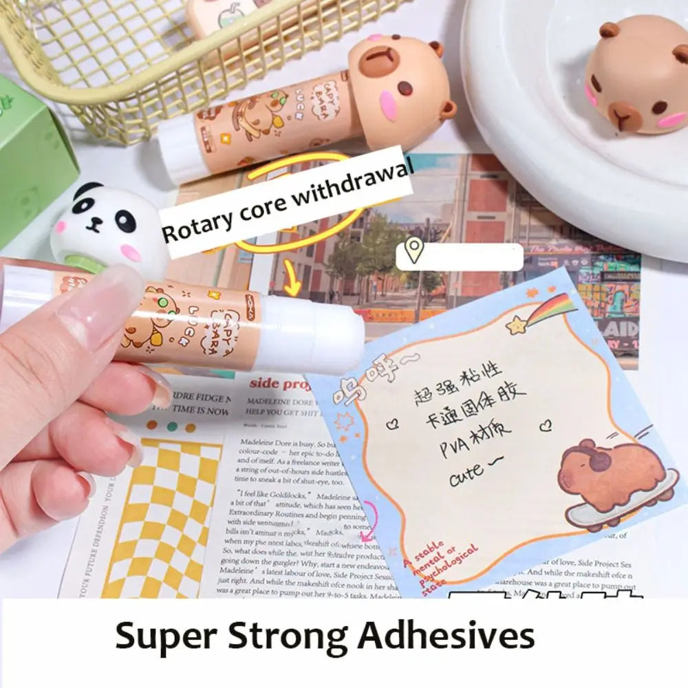 1PCS Kawaii Cartoon Capybara Solid Glue DIY PVA Glue Stick Stationery Supplies Super Strong Adhesives School Office