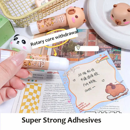 1PCS Kawaii Cartoon Capybara Solid Glue DIY PVA Glue Stick Stationery Supplies Super Strong Adhesives School Office