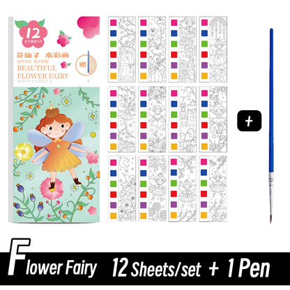 CARNET D'AQUARELLE |12 pages de COLORIAGE de peinture à l'eau