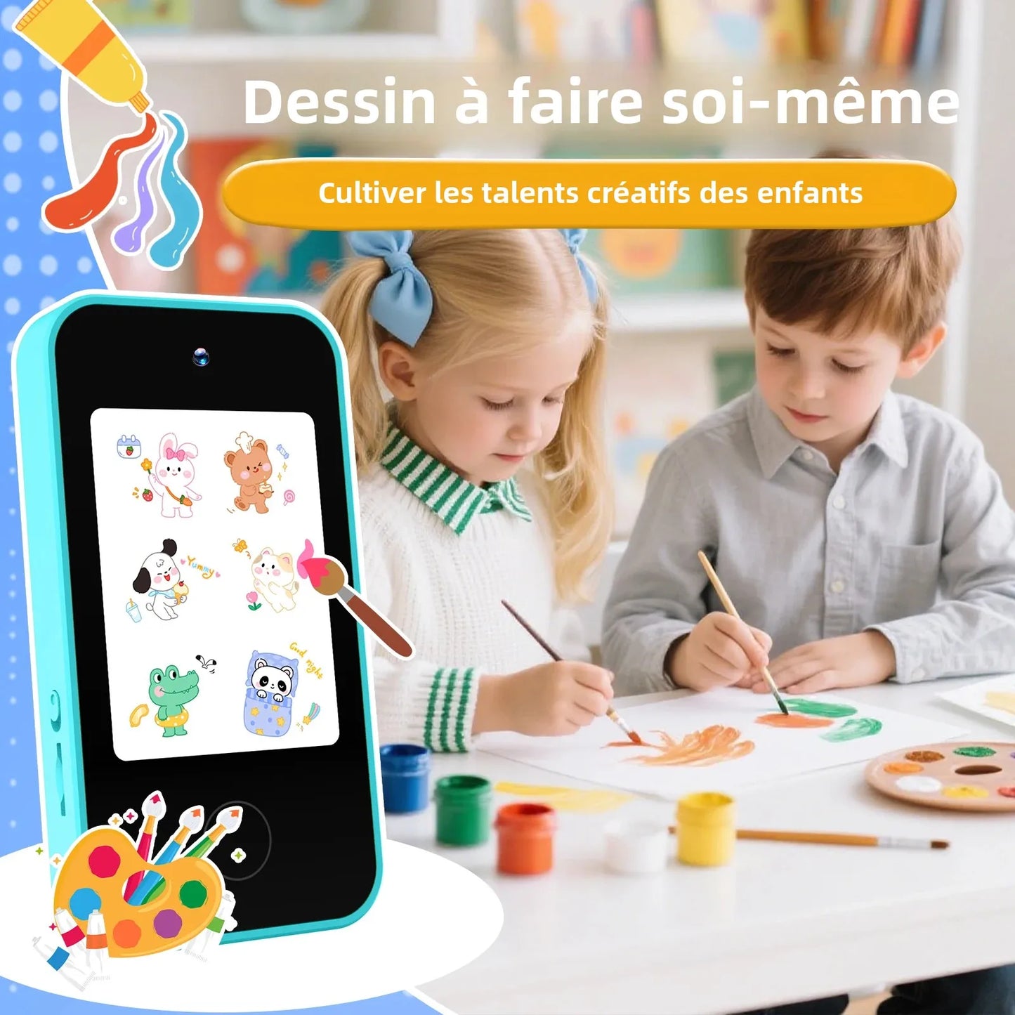 SMARTPHONE ENFANT|Jouet Éducatif sécuritaire sans Internet- Selfie-Phone™