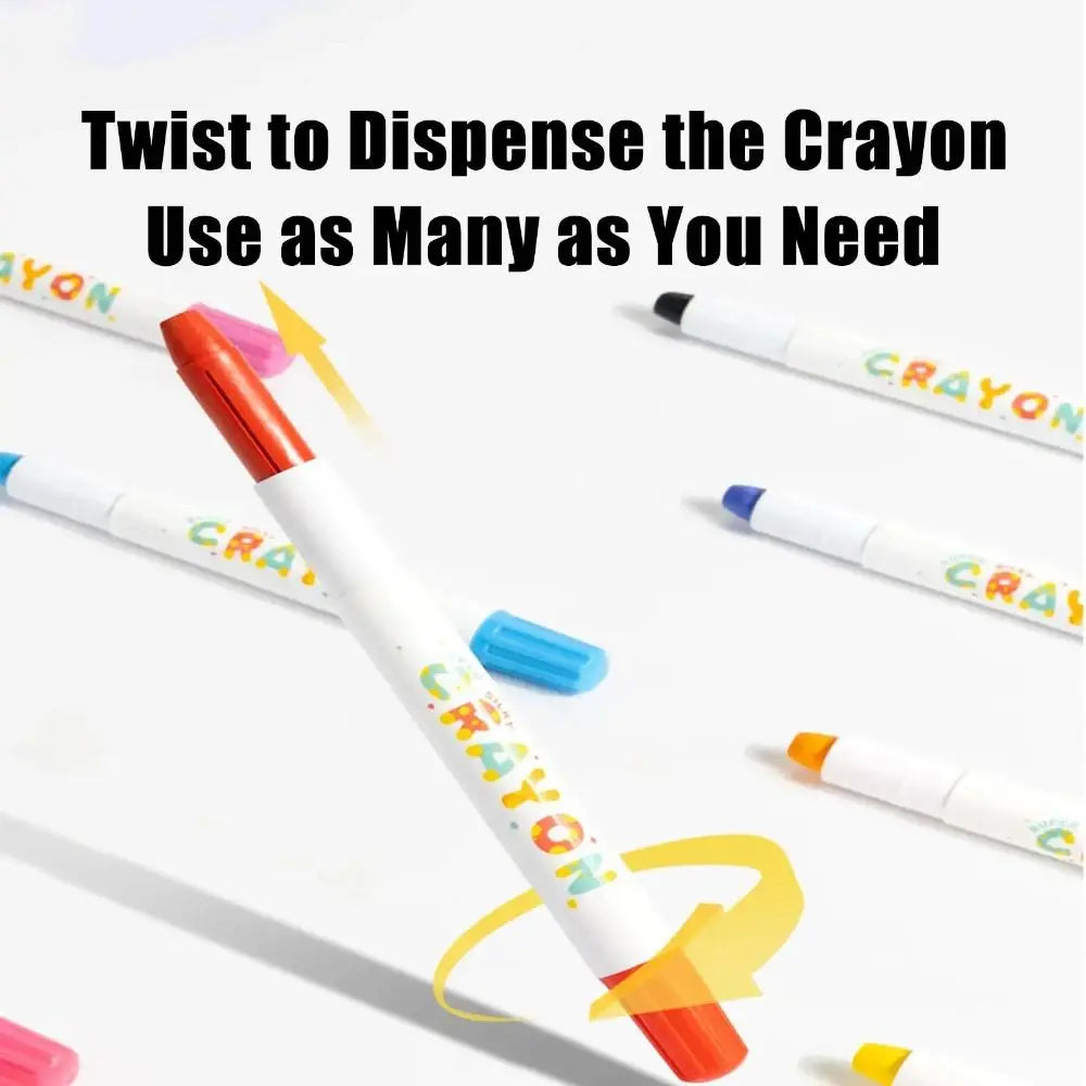 New 12/24 Color Crayon Set Washable Twist-Up Oil Pastels Silky Smooth Easy Grip Drawing Pen for Travel School Home Art Supplies