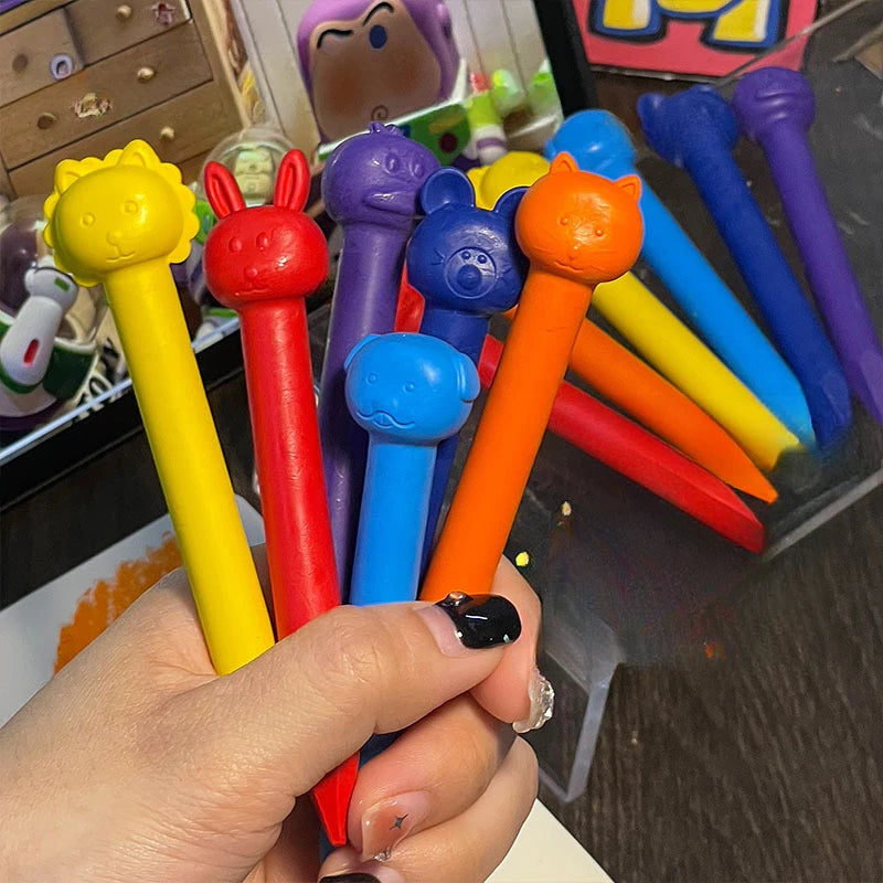 6/12 Color Plastic Crayons-Children's Non-Dirty-Hand, Suitable for Kindergarten Drawing, Graffiti Art & School Supplies