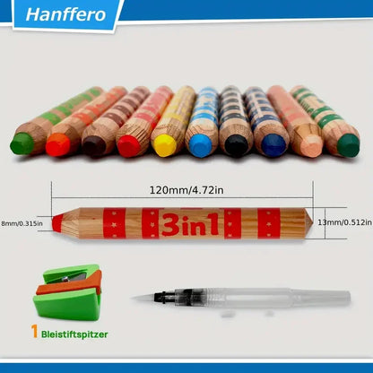 CRAYON DE COULEUR AQUARELLABLE | 3-en-1 enfants les Gribouilli™