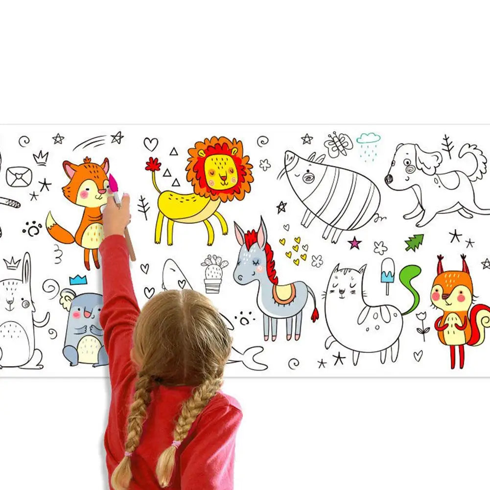 Children's Drawing Roll Sticky Color Filling Paper Graffiti Scroll Coloring Paper Roll For Kids DIY Painting Educational Toys