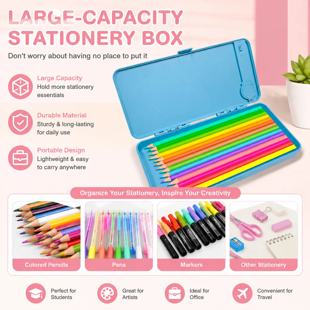 Large Capacity Pencil Case Kawaii Stationery Organizer School Office Supplies Back To School Pencil Boxes for Girls Boy