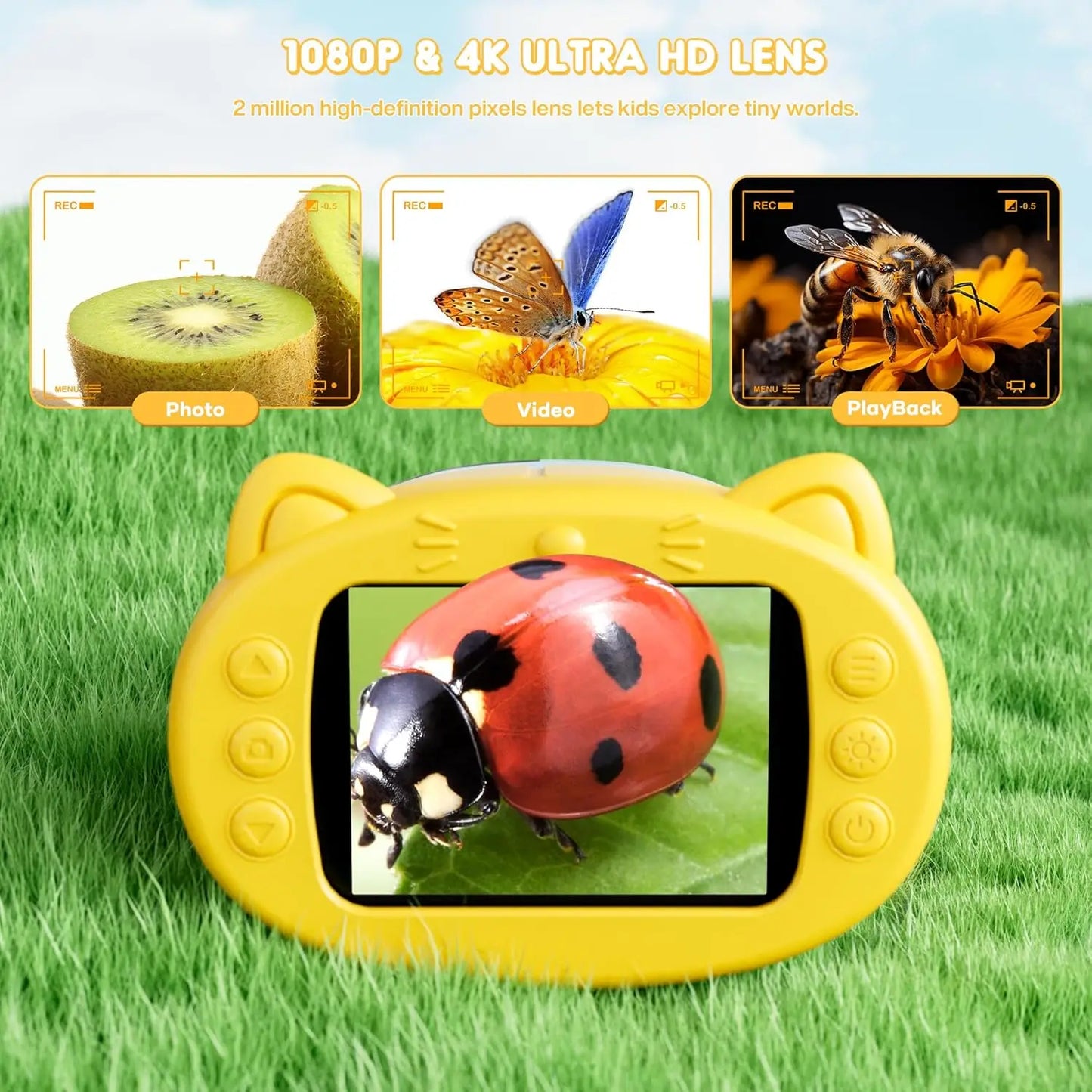 Handheld Kids Microscope Science Education Toy  2.4-Inch Screen 1000x Pocket Microscope Christmas Birthday Gift for Boys & Girls