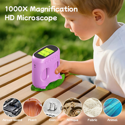 Microscope and Telescope 2 in 1 Children's Optical Educational Toys 2MP HD Camera Microscope 1000x Magnification Birthday Gifts