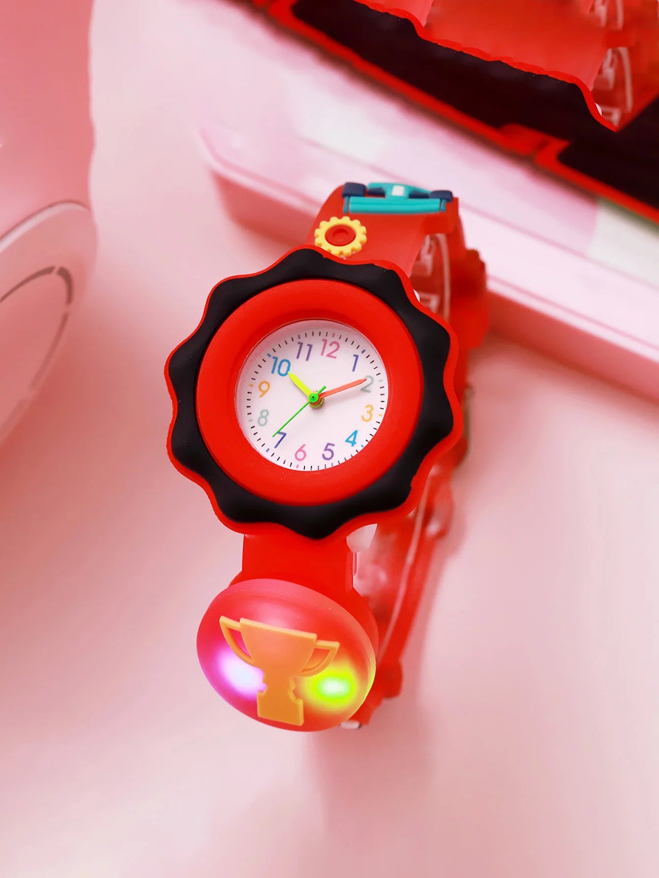 Montre enfant Champion de course| Analogique en sillicone pour apprendre la lecture de l'heure avec 2 aiguilles