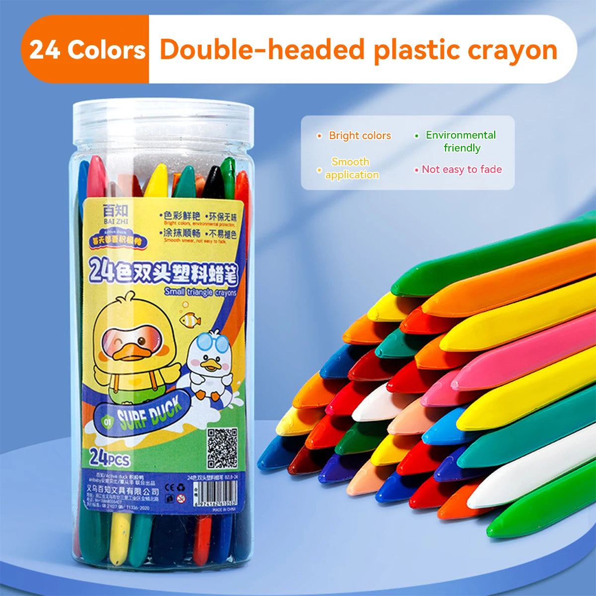 CRAYON DE COULEUR GRAS| Crayons de cire Triangulaire Effaçables:  Bec de Canard™
