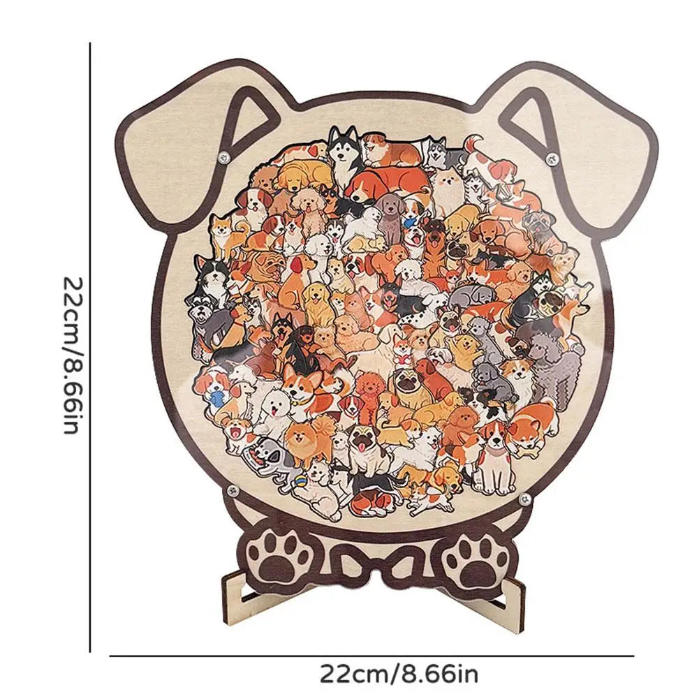 Cartoon Wooden Puzzle Toy Stress Relief Jigsaw Puzzle Animal Dog Cat Bear Theme For Home Decor Fun Educational Toys Gift