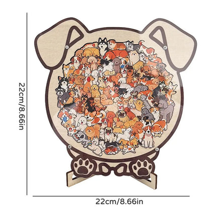 Cartoon Wooden Puzzle Toy Stress Relief Jigsaw Puzzle Animal Dog Cat Bear Theme For Home Decor Fun Educational Toys Gift