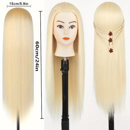 TÊTE À COIFFER ENFANT | Cheveux Synthétiques longs+ 11 Accessoires - Dès 4 ans