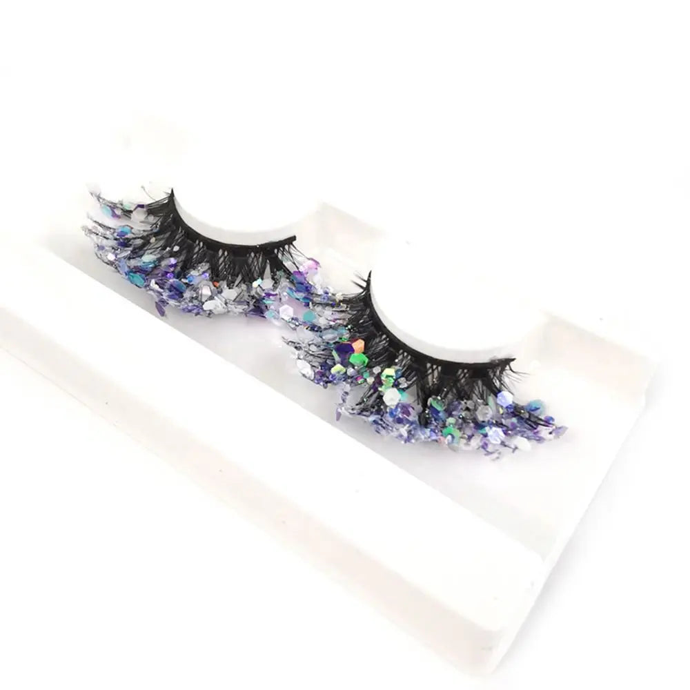 NEW 1 Pair 25mm 3D Luminous Mink Eyelashes Fluffy Dramatic Lashes Messy Long False Eyelashes Makeup Sequins Eye Lashes