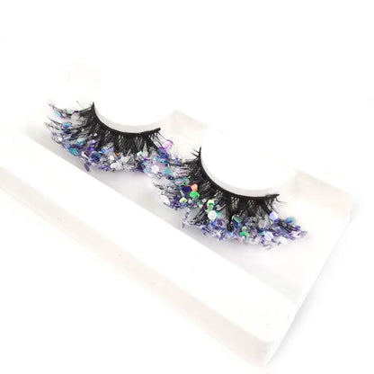 NEW 1 Pair 25mm 3D Luminous Mink Eyelashes Fluffy Dramatic Lashes Messy Long False Eyelashes Makeup Sequins Eye Lashes