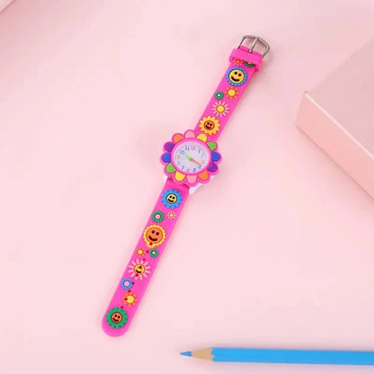 Montre enfant fille| Analogique en sillicone pour apprendre la lecture de l'heure avec 2 aiguilles