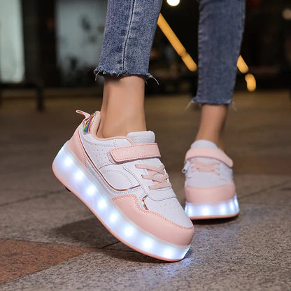 Chaussure a roulette Blanches| StyleGliss™ Rouler comme sur un nuage T:29-38