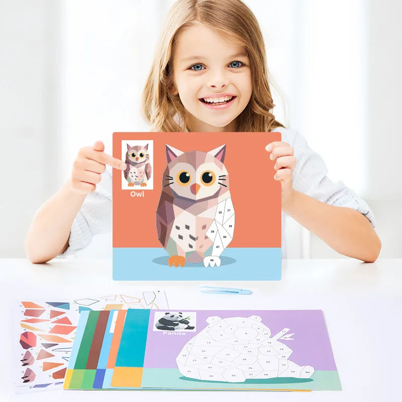 8 Patterns Puzzle Stickers Crafts for Kids Sticker Painting Gift Party Favor Creations Animal Vechile Art Play for Kids' Creativ