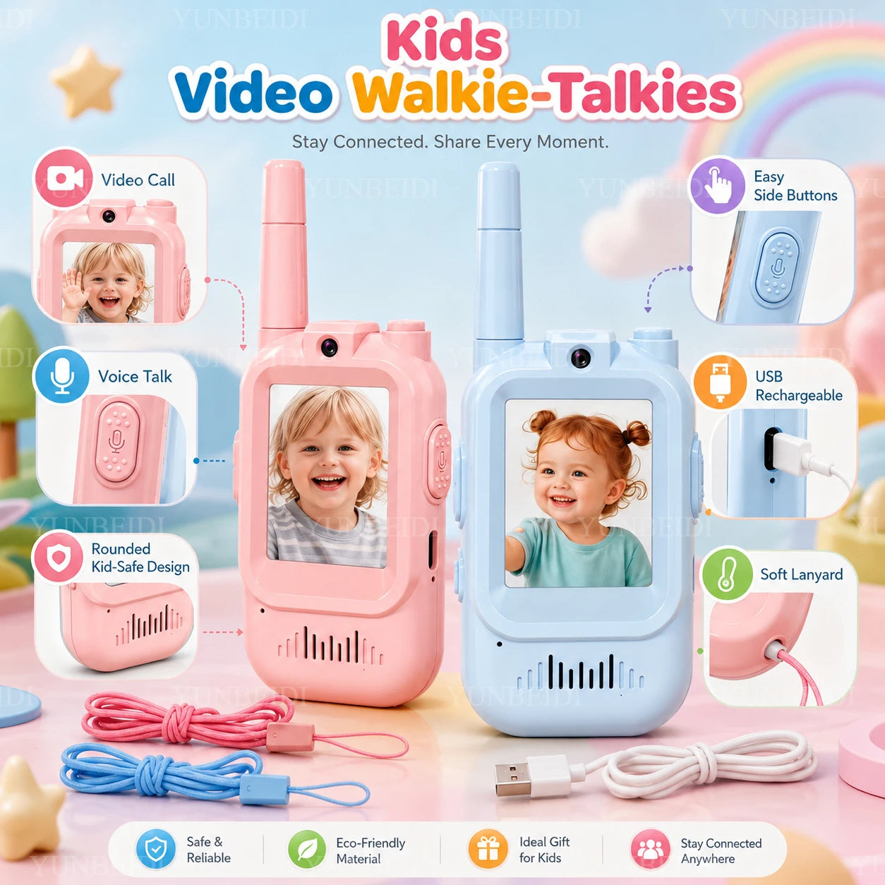 TALKIE WALKIE ENFANT| Radio vidéo bidirectionnelle face à face™-3 à 12 ans