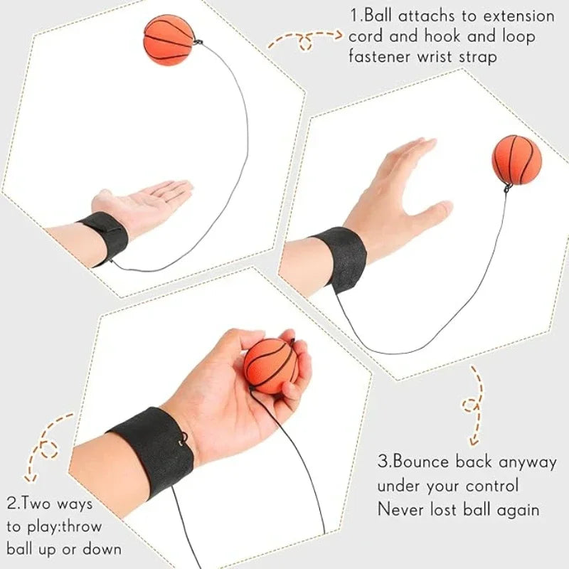1-64PCS New Elastic Return Sponge Ball Nylon String Game Exercises Rubber Hand Ball Kids Toys Finger Band Ball Outdoor Yoga Ball
