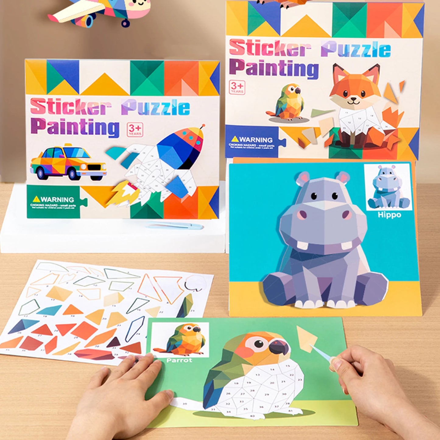 8 Patterns Puzzle Stickers Crafts for Kids Sticker Painting Gift Party Favor Creations Animal Vechile Art Play for Kids' Creativ