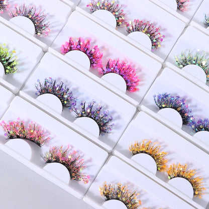 NEW 1 Pair 25mm 3D Luminous Mink Eyelashes Fluffy Dramatic Lashes Messy Long False Eyelashes Makeup Sequins Eye Lashes